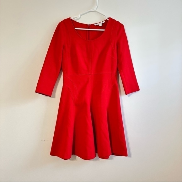 Diane von Furstenberg Paloma Scoop-Neck Flare Dress size 4 red - Picture 3 of 14
